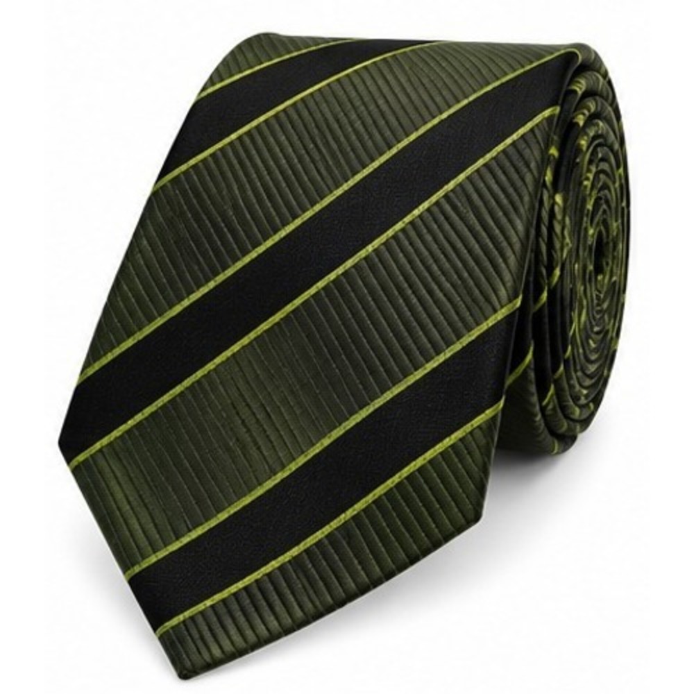 Vintage Giorgio Armani Silk Tie Olive Green Black Striped Made in Italy